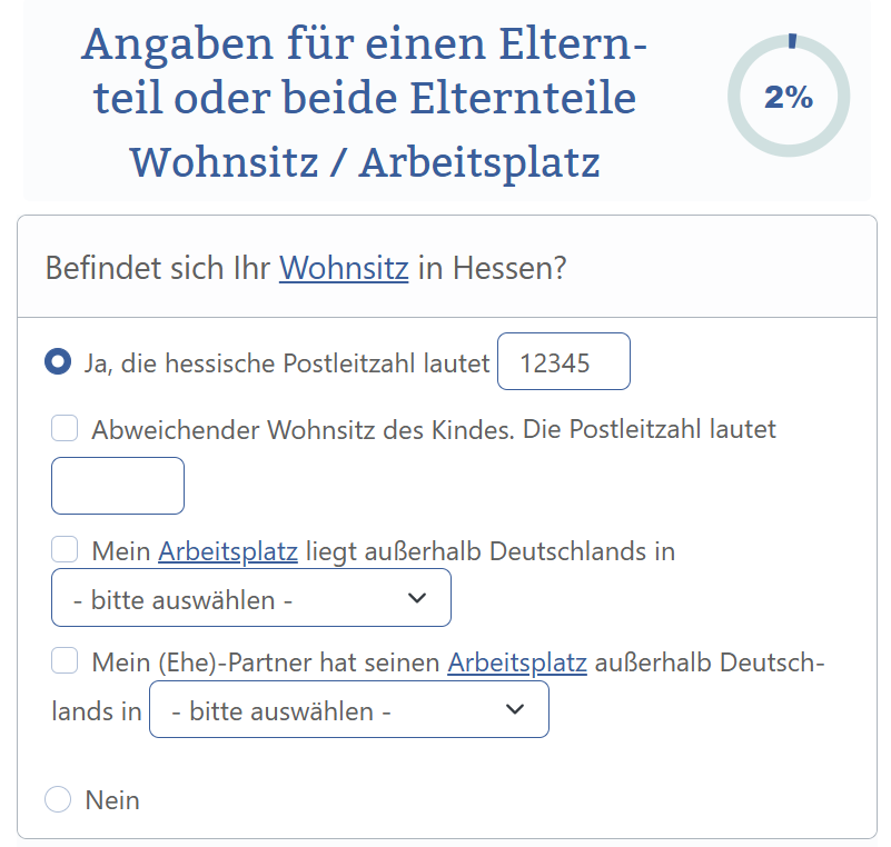 Elterngeld Antrag Screenshot